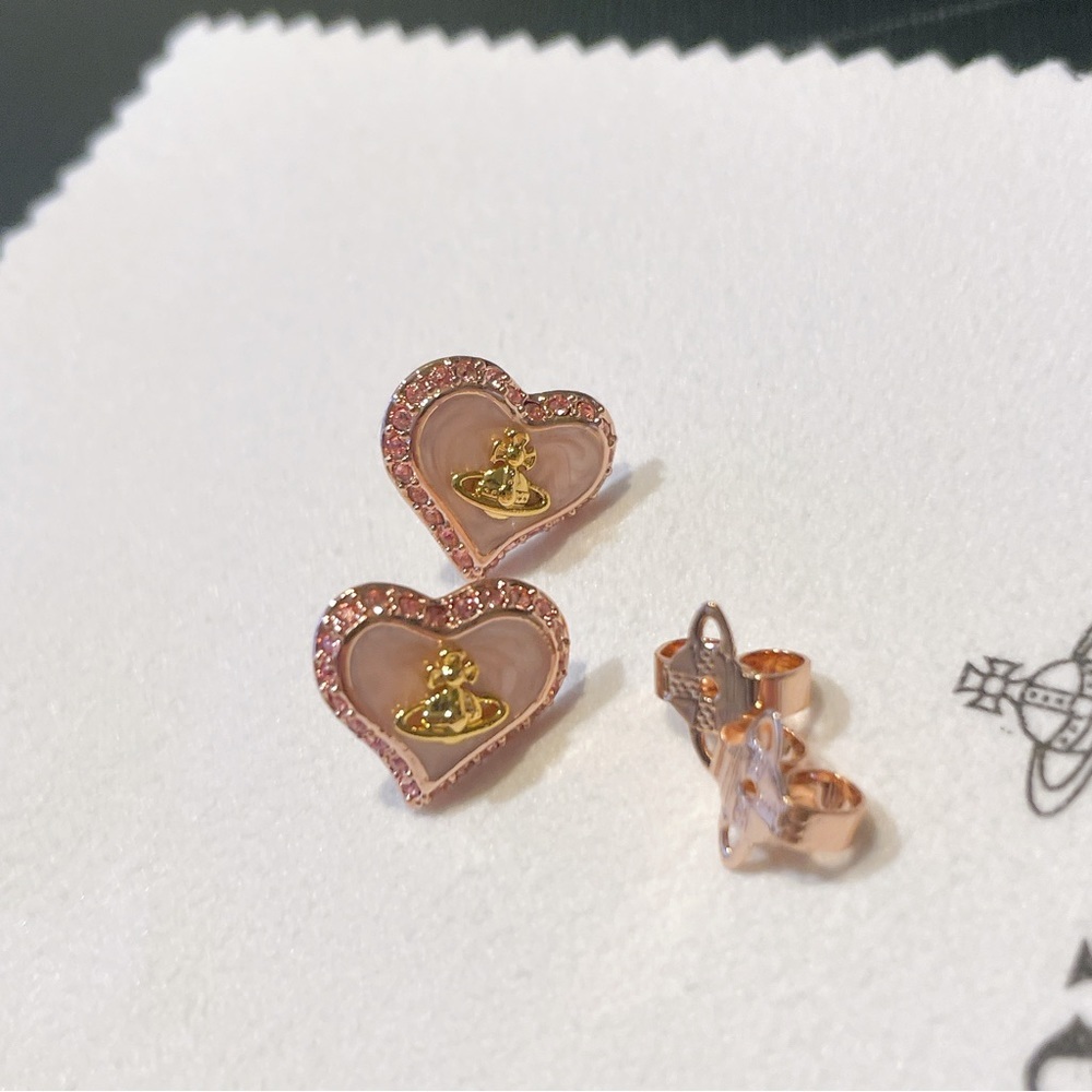 Vivienne Westwood Petra Pink Heart Crystal Gold Orbit Rose Gold